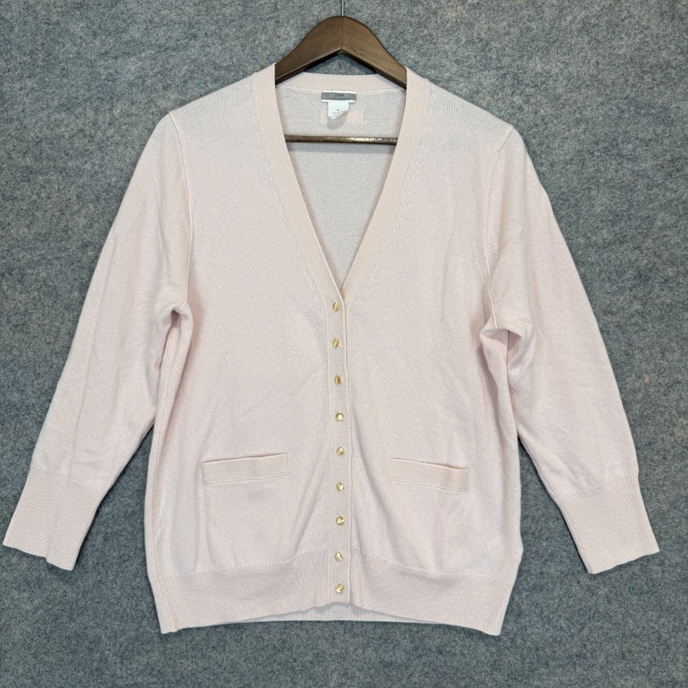 J. Crew 100% Cashmere Cardigan Sweater Womens XL Pockets V Neck‎ Light Soft Knit